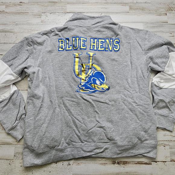 Delaware Fightin' Blue Hens OVB 1/4 Zip Sweatshirt Grey Women's LG Lightweight - Picture 1 of 6